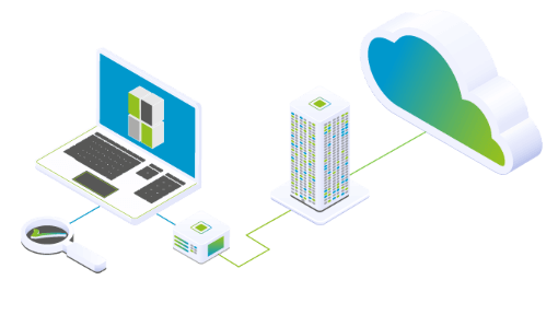 Beratung und Management für verschiedenste Services, dargestellt in einem Laptop, verbunden mit der Cloud